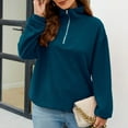 thumbnail image 3 of AherBiu Fall Tops for Women Casual Loose Quarter Zipper Lapel V Neck Long Sleeve Pullover Sweatshirts, 3 of 6