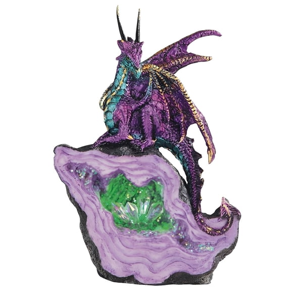 FC Design 6.75"H Pink/Purple Dragon on Green Faux Crystal Stone with LED Light Figurine Statue Sculpture Ornament Decoration Home/Room Decor and Unique Gift Ideas