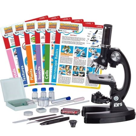 

AmScope-Kids 120X-1200X Portable Educational LED Microscope Kit with Experiment Cards - Metal arm