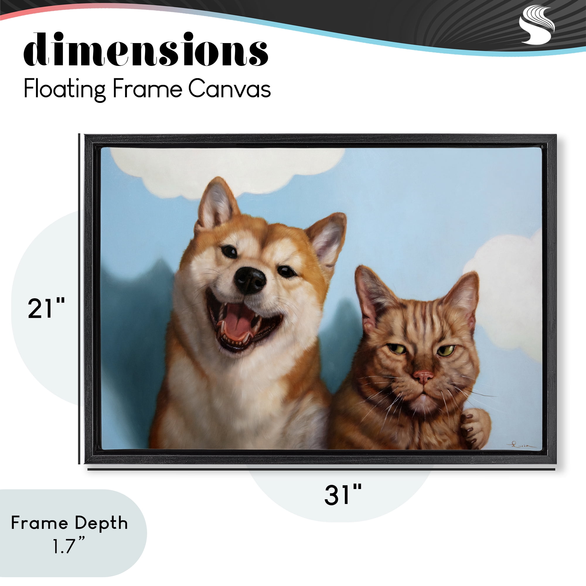 Stupell Industries Adopted Brother Dog & Cat Black Framed Floater Canvas Wall Art, design by Lucia Heffernan