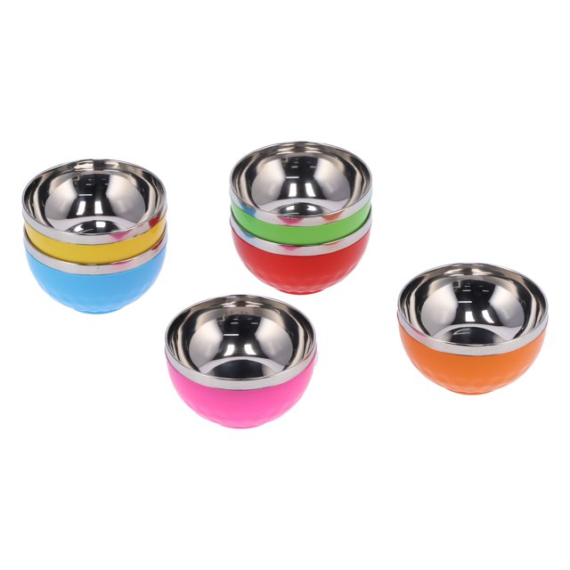 Heat Insulation Bowl, 6Pcs Colorful Stainless Steel Bowl, Rice Salad Noodles Bowls for Home Kitchen