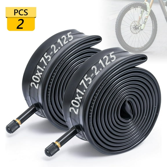 Semfri 2Pcs-20 Inch Heavy Duty Bicycle Inner Tube 20x1.75/2.125 with 32mm Av Inflation Port, Strong Wear Resistance, Mountain Road Folding Bicycle (Suitable for Outer Tires Larger Than 1.75 Wide)