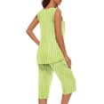 thumbnail image 6 of successthop Capri Pajamas for Women Set Army Green Lightweight Striped Sleeveless Tank Tops 2 Piece Loungewear XL, 6 of 6