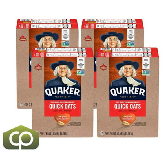 Quaker Quick Oats - 2 × 2.58 kg | Fast-Cooking Whole-Grain Oats(4/Case)