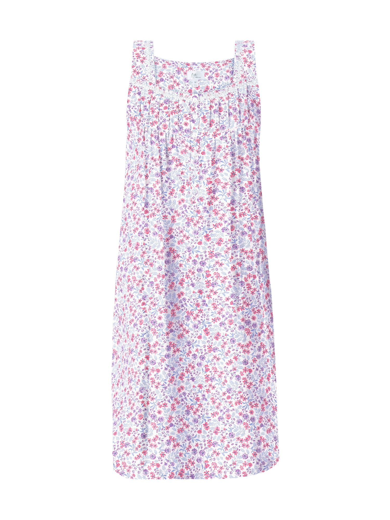 Aria Women's 100% Cotton Sleeveless 40" Nightgown, Sizes XS-5X