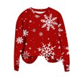 thumbnail image 4 of Jsaierl Sweat-Shirt de Noël pour Femmes Col Rond Décontracté Imprimé Flocon de Neige Manches Longues Pulls Confortables Chemises de Vacances 2024, 4 of 4
