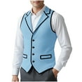 thumbnail image 2 of VBTAPA Waistcoats for Men Corduroy Vests Notched Lapel Suit Vest Sleeveless Casual Dance Top Blue S, 2 of 8