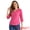 Hot Pink, variant on Women's V Neck Polka Dots 3/4 Sleeve Casual Button Blouse L Red