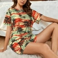 thumbnail image 4 of Wukai Colorful Hawaii Palms Print Women's Pajama Set - Short-Sleeve Top and Shorts with Elastic Waistband and Pockets for Loungewear, Yoga, and Casual Wear-3X-Large, 4 of 8