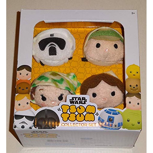 Tsum Tsum Disney Star Wars Plush Collector Set # 3 (paquete de 4) Endor / Return of The Jedi ROTJ con Luke Skywalker Han Solo Princess Leia & Scout Trooper / Imperial Biker Scout TSUM TSUM 886144127410