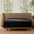 thumbnail image 3 of MooMee 100% Washed Cotton King Fitted Sheet Only Linen Like Textured Extra-Deep Pocket Breathable Soft 1-Piece(Black, 78"x80"), 3 of 7