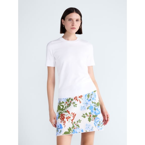 Free Assembly Women's and Women's Plus Cozy Yarn Sweater Tee with Short Sleeves, Sizes XS-4X