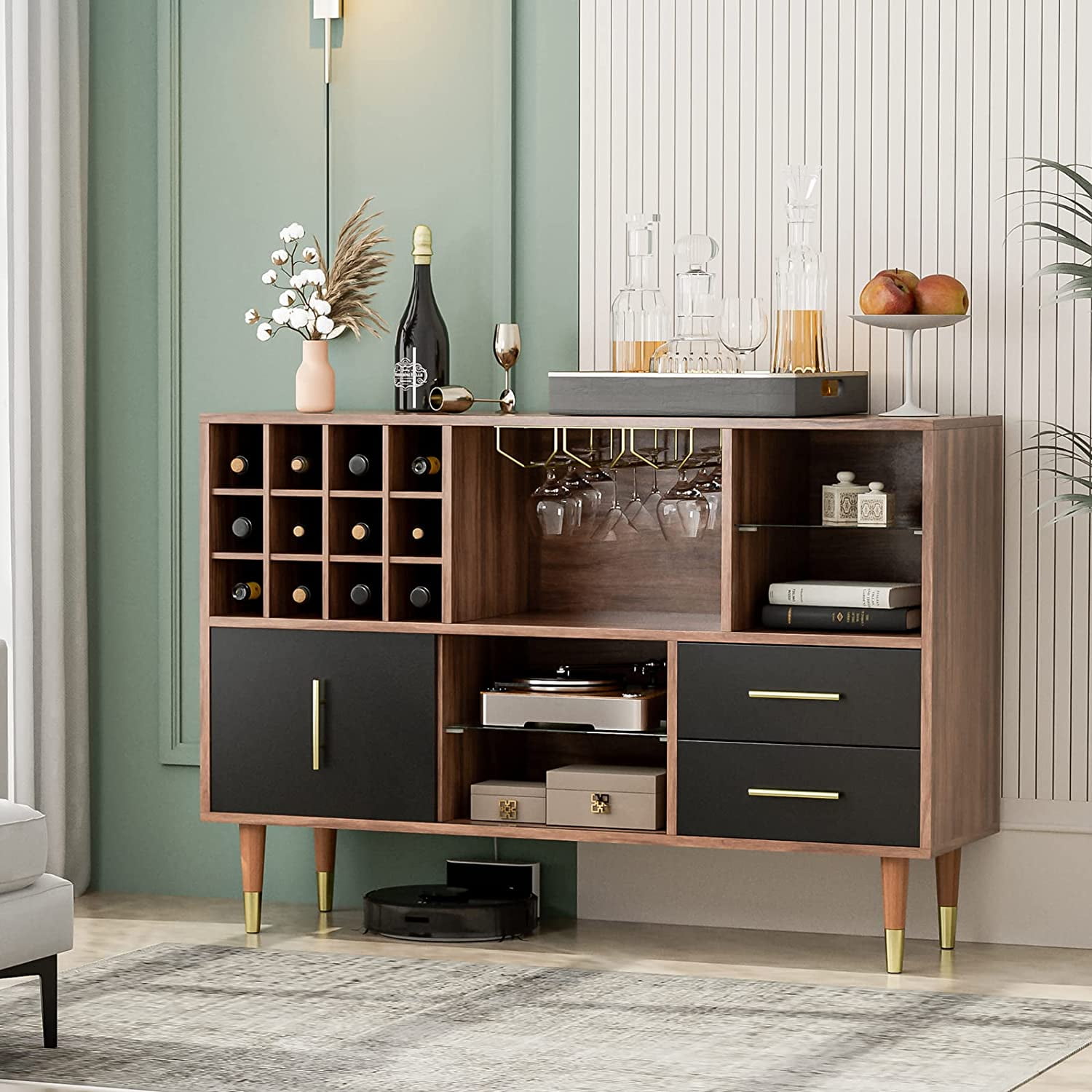 FUNKOL Large Capacity Kitchen Sideboard Storage Cabinet (wine