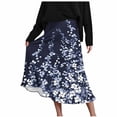 thumbnail image 2 of Gamivast Womens Skirts Midi Length High Waisted Elastic Waist A Line Bow Pattern Flared Flowy Skirt Cute Trendy Casual Office Party Vacation Midi Skirt, 2 of 7