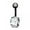 Black, variant on Belly Button Navel Rings Cubic Zircon Gem Body Piercing Jewellery Button Stud-Silver A