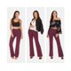 thumbnail image 5 of Pantalones de yoga para mujer con bolsillos Pantalones de entrenamiento de cintura alta para mujer Pantalones de trabajo piratas Pantalones de vestir - Vino, 5 of 5
