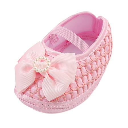 

Baby Shoes Fashion Soft Sole Toddler Shoes Pearl Dress Flower Princess Shoes Toddler Shoes Pink 3 Months-6 Months