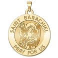 thumbnail image 2 of Picturesongold.Com Saint Barachiel Round Religious Medal Necklace Pendants - 3/4 inch Size of a Nickel - Solid 14K White Gold, 2 of 6