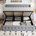 thumbnail image 4 of Einfach King Size Lift up Platform Storage Bed Frame with Fabric Upholstered Wingback Button Tufted Headboard, Blue Gray, 4 of 12