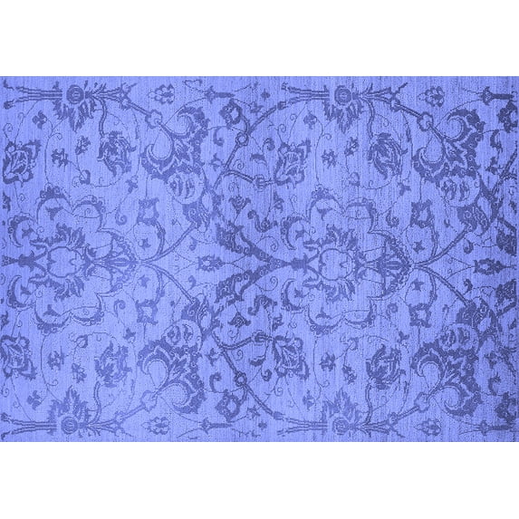 Ahgly Company Machine Washable Indoor Rectangle Oriental Blue Industrial Area Rugs, 8' x 12'