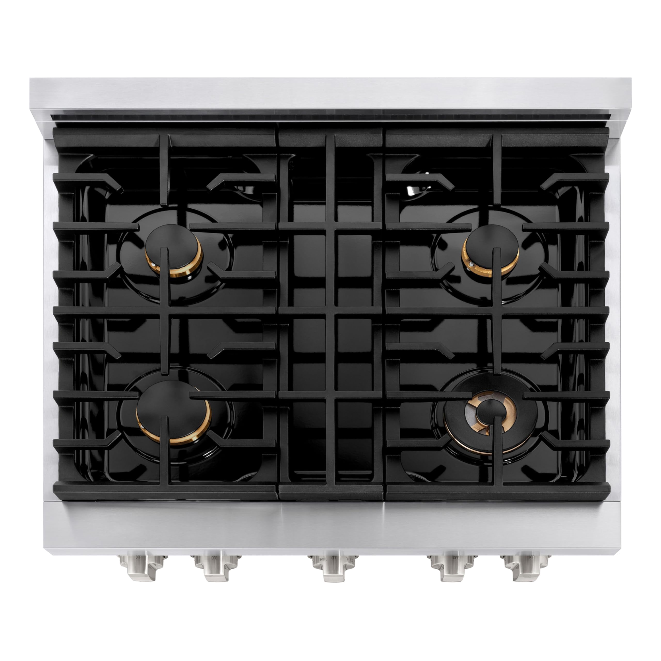 ZLINE 30" 4.2 cu. ft. Paramount Dual Fuel Range in Stainless Steel with 4 Brass Burners, SDR-BR-30