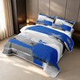 thumbnail image 3 of Erosebridal Ombre Blue Gray Bed Spread Queen, Abstract Oil Painting Queen Coverlet Set, Gray Reversible 3 Pieces 1 Quilt and 2 Pillowcases, 3 of 7