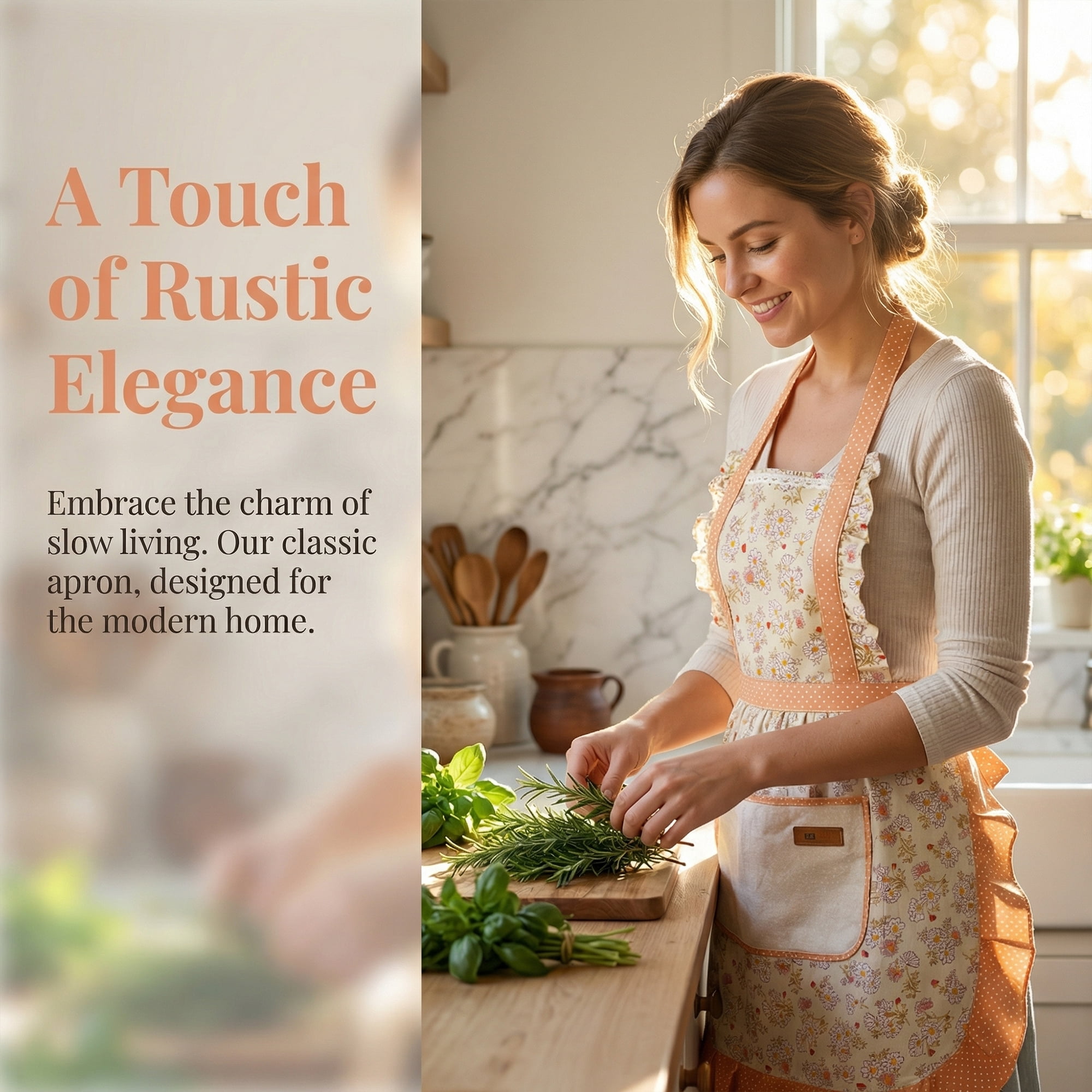 Unique Bargains Durable Floral Kitchen Apron with Pockets and Adjustable Tie Green