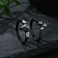 thumbnail image 4 of Vintage Black Rutilated Quartz Engagement Ring Set in 14K Black Gold Vermeil- Kite Cut Promise Ring for Women- Unique Bridal Wedding Ring Set, 4 of 7