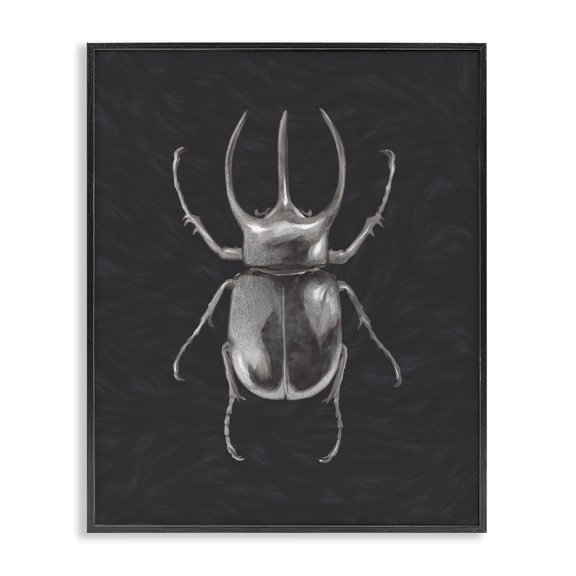 Stupell Industries Industrial Beetle Neutral Grey Purple Black Framed Giclee Art, 11 x 14, by Ziwei Li