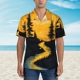 Adobk Sunset River Pine Trees Hawaiian Shirt Men Casual Button Down