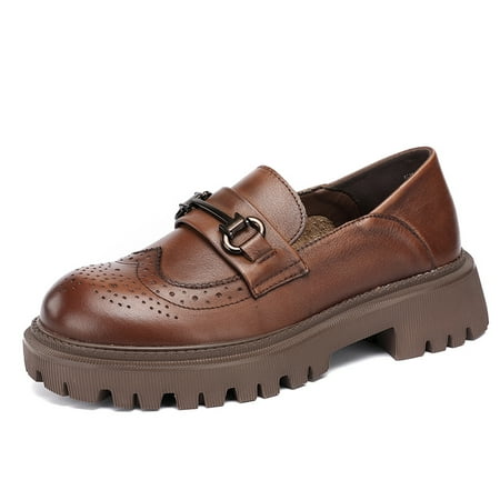 

Women‘s Metal Buckle Decor Round Toe Platform Loafer Shoes Casual Slip On Shoes Women‘s Footwear