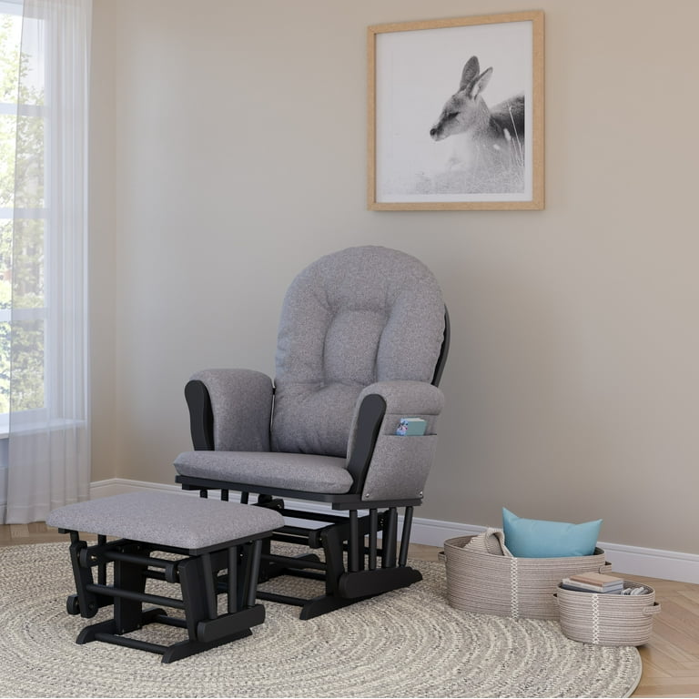 Storkcraft Hoop Nursery Glider and Ottoman Gray with Gray Swirl