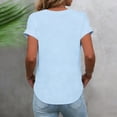 thumbnail image 5 of ClodeEU Women's V Neck Short Sleeve Embroidered Blouse,Casual Loose Fit Button Top Light Blue,Women's Plus XXXL, 5 of 6