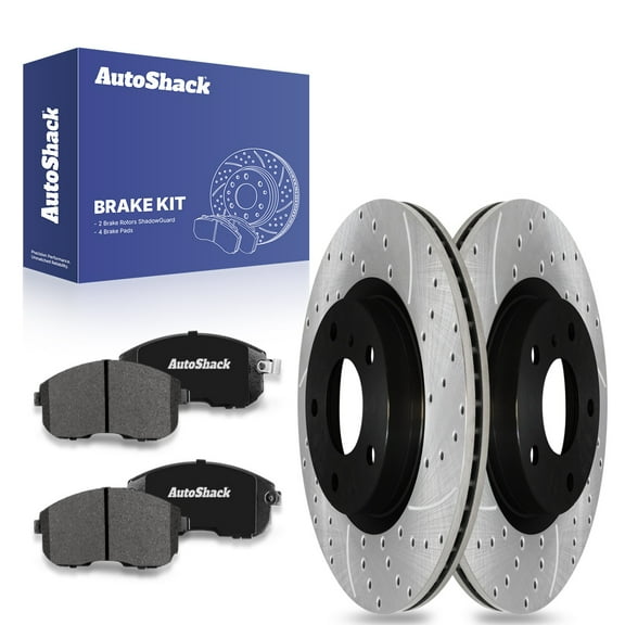 AutoShack Front Brake Kit Replacement for 2003-2005 INFINITI G35 2003-2005 Nissan 350Z V6 AWD RWD Drilled & Slotted E-Coated Disc Brake Rotors Ceramic Brakes Pads  11.65" (295.8mm) PERF41352815