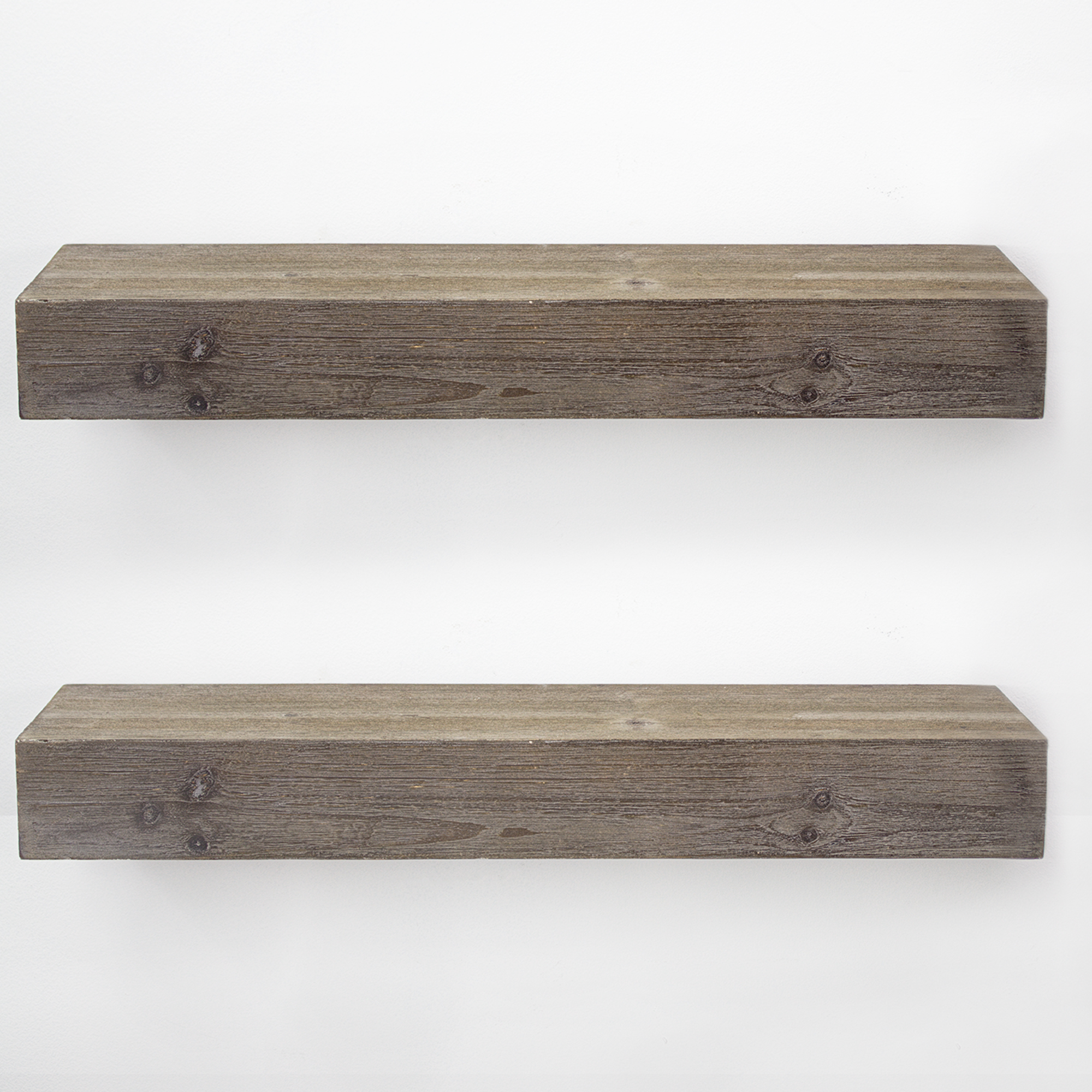 American Art Decor Rustic Wood Floating Wall Shelf Grey (Small) - 3.25" x 24.25" x 8.25"