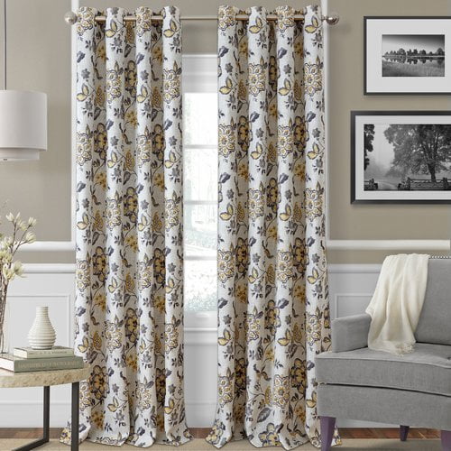 Elrene Home Fashions Sorrento Floral Flower Room Darkening Thermal Grommet Single Curtain Panel Walmart Com Walmart Com