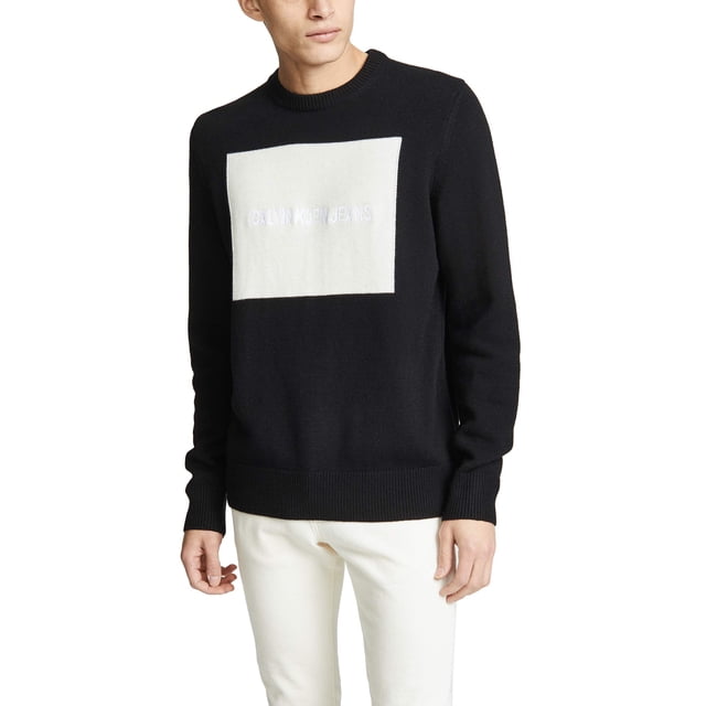 Calvin Klein Jeans Men's Crewneck Logo Sweater, Black, X-Large