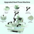thumbnail image 5 of PNKKODW 12x15 inch 5 in 1 Heat Press Machine with 30OZ 20OZ Tumbler, 360° Swing Away Digital Heat Transfer Sublimation for T-Shirt, Hat Cap Plate,Green, 5 of 9