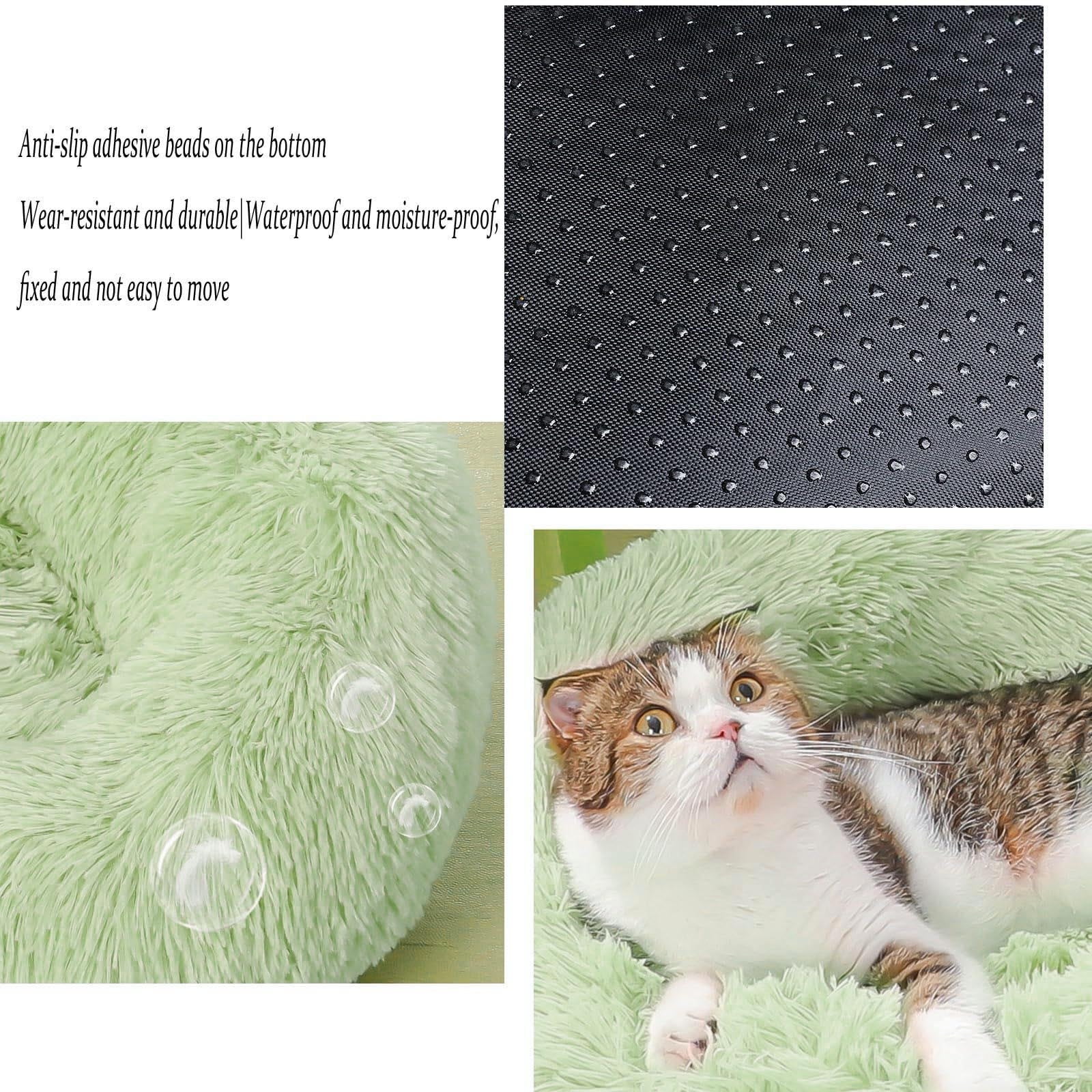 Orthopedic Calming Dog Bed for All Sizes Round Cozy Soft Washable Pet Bed with Non- Bottom and Interactive Cat Teaser Toy