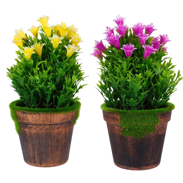 KAKOWELY 2 piezas de flores artificiales en maceta para decoración de interiores para centro de mesa