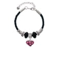 thumbnail image 2 of Delight Jewelry Silvertone Hot Pink Cheetah Print Heart Best Friend Celtic Knot Leather Bead Bracelet, 7"+2" Extender, 2 of 4