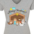thumbnail image 4 of Inktastic Merry Christmas Cute Nativity Scene Women's V-Neck T-Shirt, 4 of 5