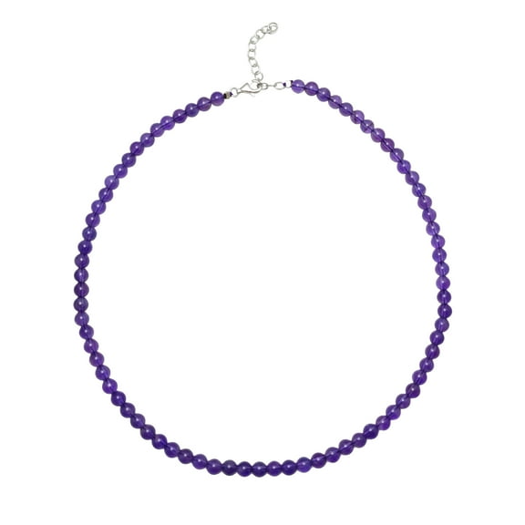 Sterling Silver with Natural Amethyst Bead Strand Necklace
