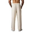 thumbnail image 6 of CFLVAEK Sweatpants for Men Open Bottom with Pockets Big and Tall Pleated Sweatpant Casual Drawstring High Waist Workout Pants Lightweight Wide Leg Trousers Beige L, 6 of 9