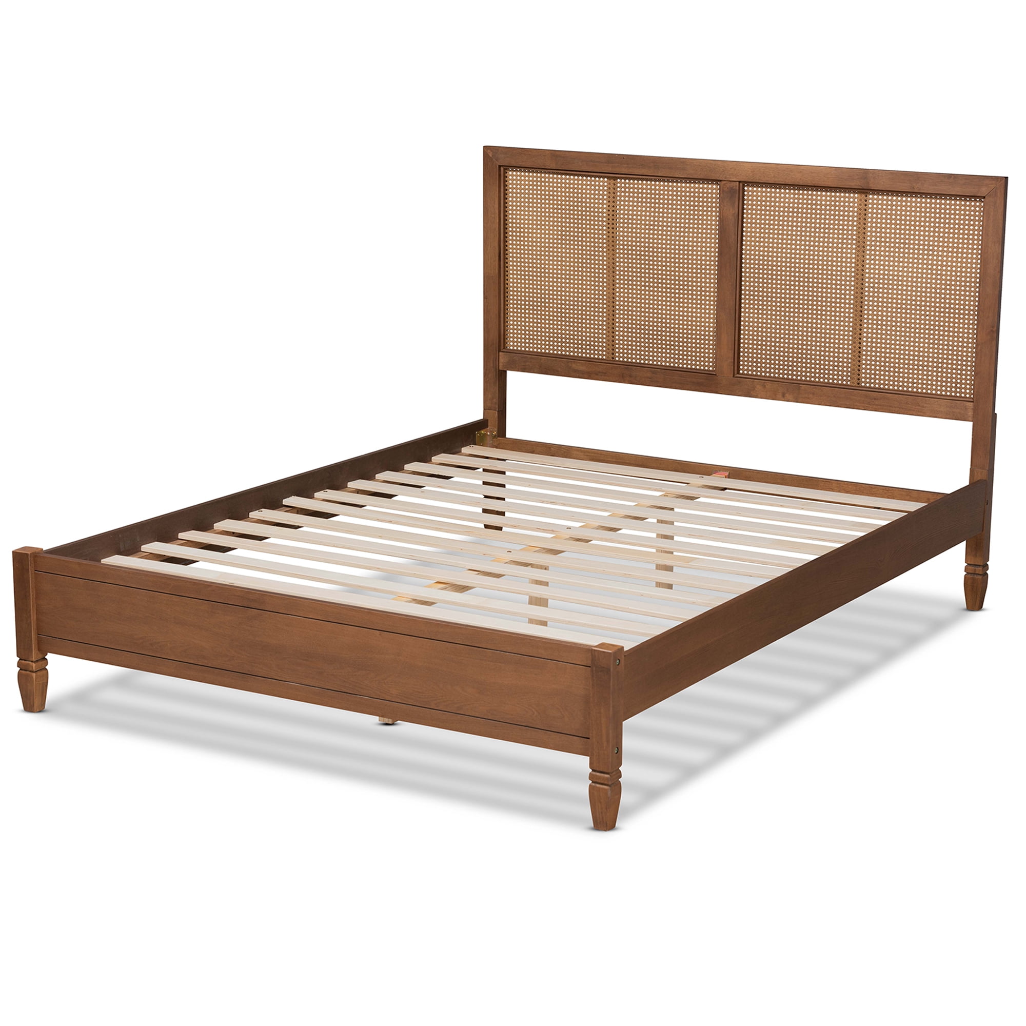 Baxton Studio Redmond Mid-Century Engineered Wood Platform Bed, Queen, Walnut Brown
