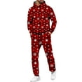 thumbnail image 2 of yuCgh Men's Casual Sports Solid Color Fleece Pullover Suit, Christmas Print Design Two-Piece Set for Athletic and Lounge Wear, Soft and Warm for Winter Activities,Hot Pink S, 2 of 5