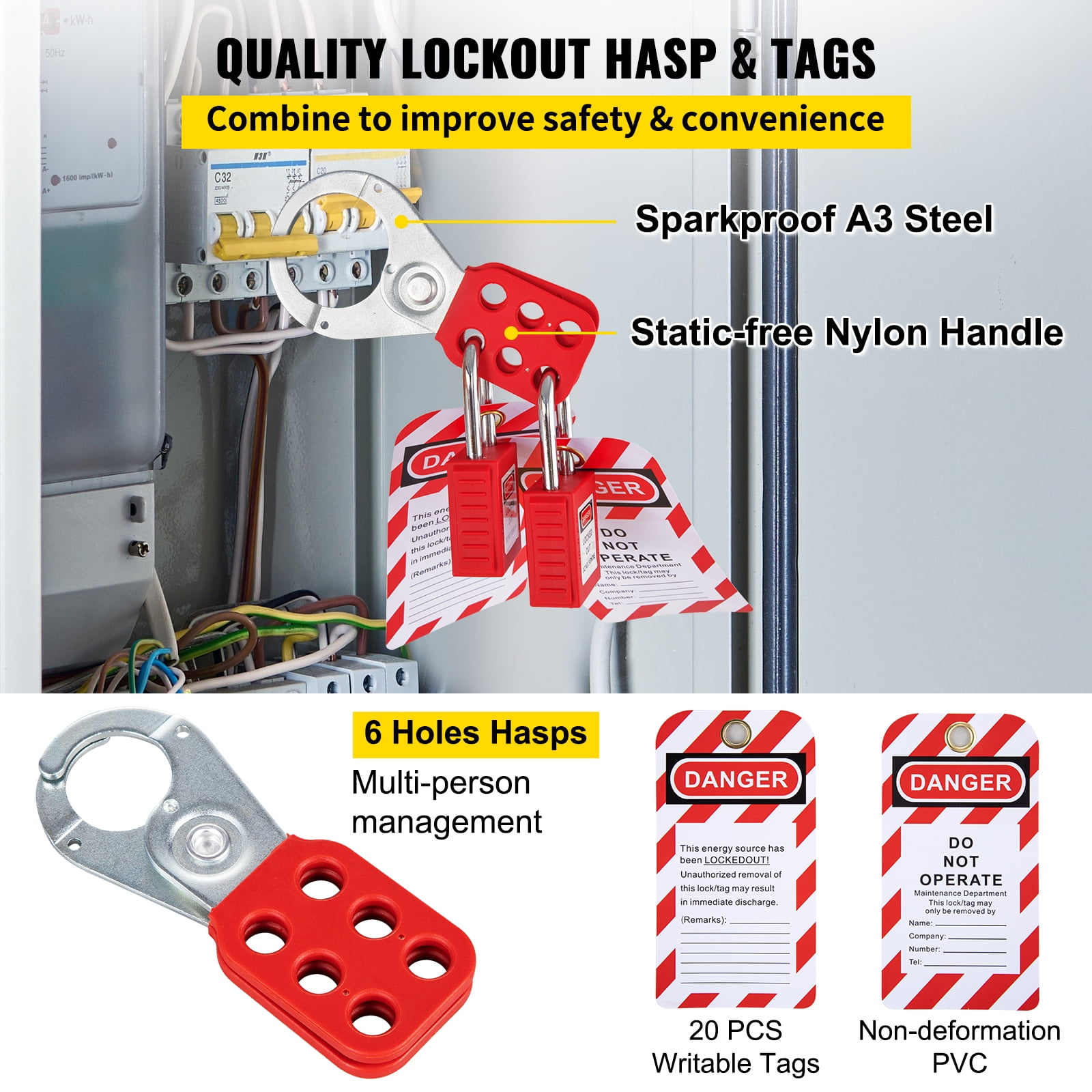 Buy VEVOR 26 Pcs Lockout Tagout Kits, Electrical Safety Loto Kit ...