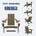 thumbnail image 6 of SERWALL Folding Adirondack Chair Set of 2 with Dual Cup Holders & Phone Holder, All-Weather HDPE Patio Chairs for Lawn, Garden, Deck, Outdoor Fire Pit Chair, Brown, 6 of 8