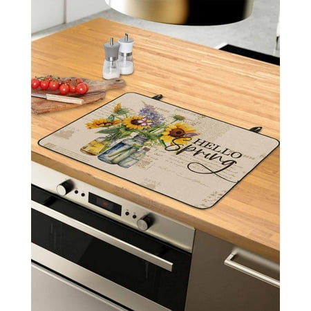 

Sunflower Stove Top Covers for Electric Stove Heat Insulation Fireproof Glass Cooktop Cover Counter Top Glass Stove Cover for Prevent Scratches 29 x21 Spring Floral Summer Botanical Farmhouse