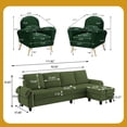 thumbnail image 7 of Jarenie Linen L Shaped Sectional Sofa with Ottoman, Green, 7 of 7